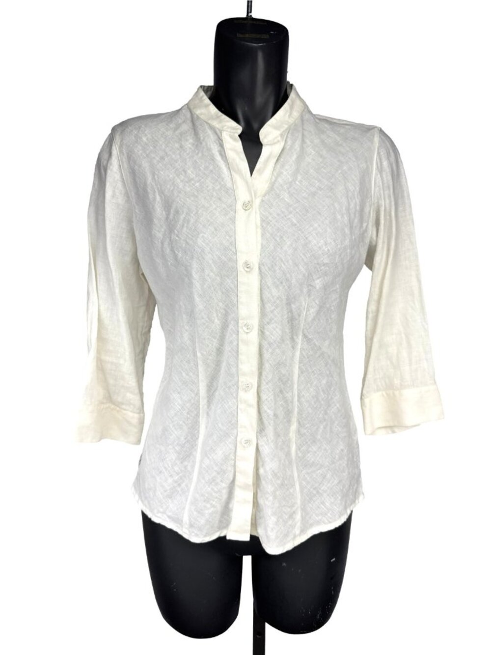 JIM THOMPSON 100% Linen Ivory Cream White Button-Down Shirt Size 10